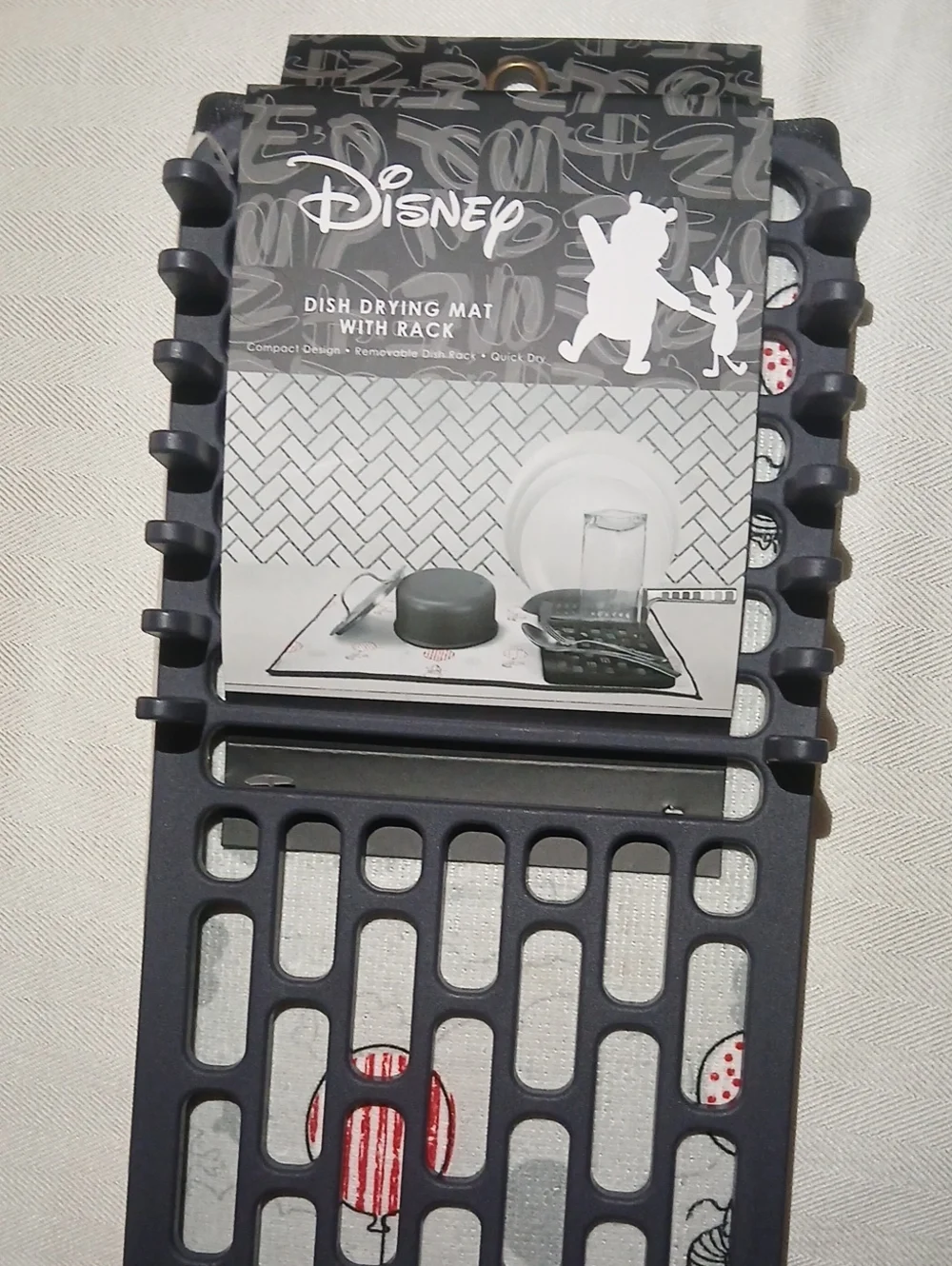 New Disney Winnie The Pooh & Piglet Dish Drying Mat With Rack